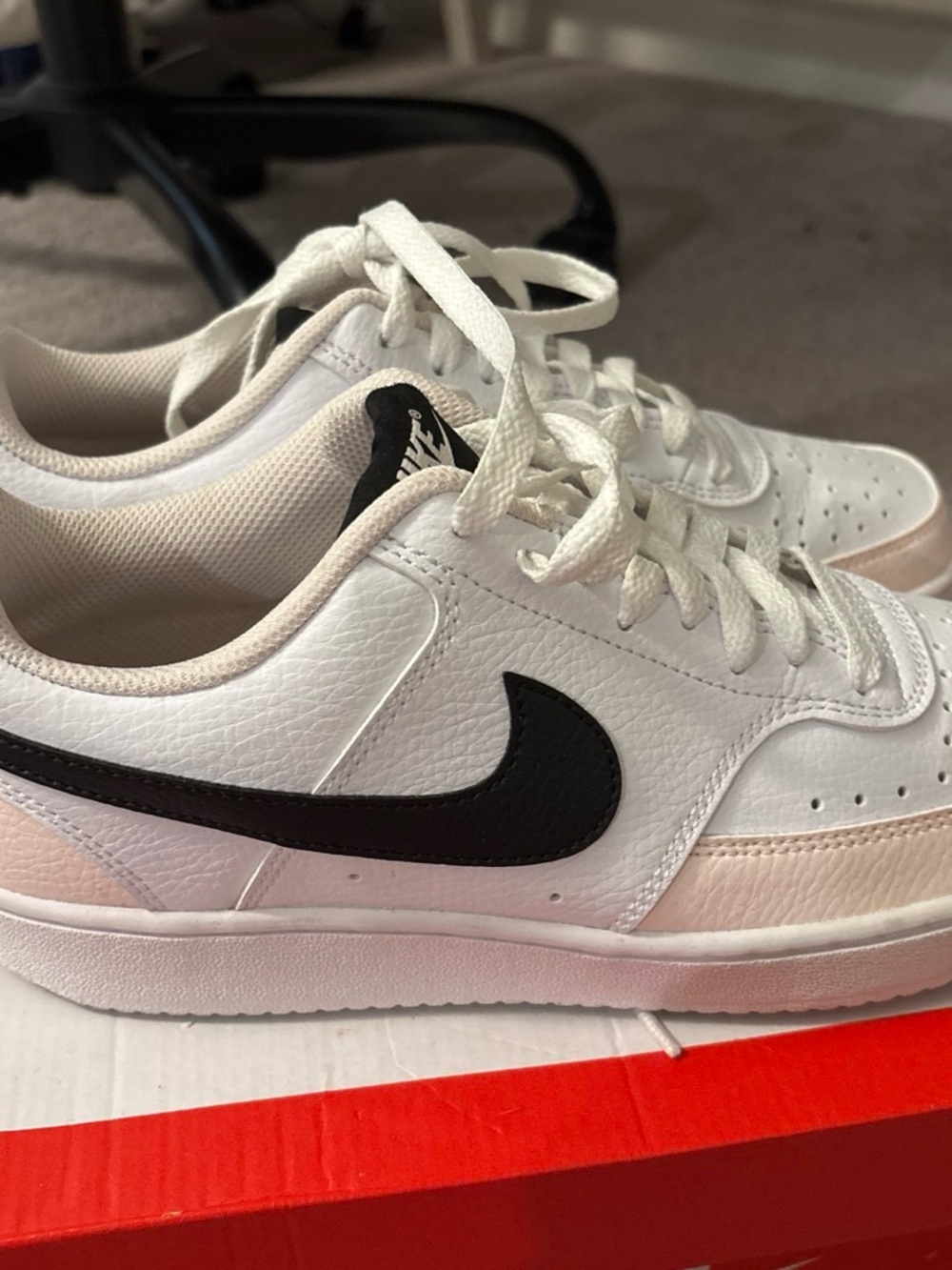 Nike White Sneakers with Light Ivory Court Vision Lo